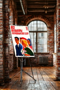 Оригинальный плакат СССР все на выборы в верховный совет СССР