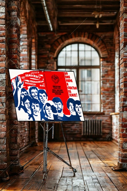 Оригинальный советский плакат во имя мира и счастья на земле Конституция СССР