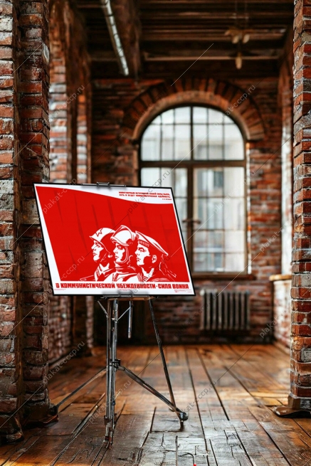 Оригинальный плакат СССР в коммунистической убежденности сила воина гостайна госбезопасность