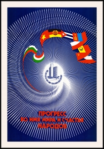 Оригинальный плакат СССР прогресс во имя мира и счастья народов