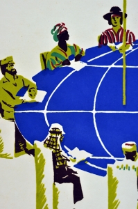 Плакат СССР политика холодная война дипломатия переговоры  художник В. Турченко 1988