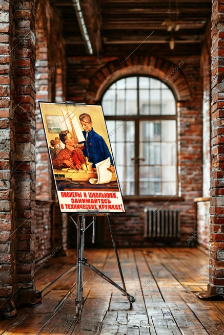 Оригинальный советский плакат пионеры и школьники занимайтесь в технических кружках кораблестроение моделизм