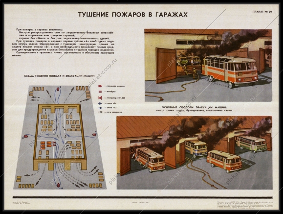 Оригинальный советский плакат тушение пожаров в гаражах
