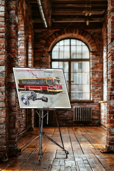 Оригинальный плакат СССР городской транспорт трамвай