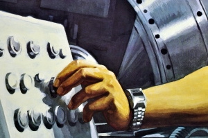 Оригинальный плакат СССР машиностроение автоматизация трехсменка промышленность завод 1988
