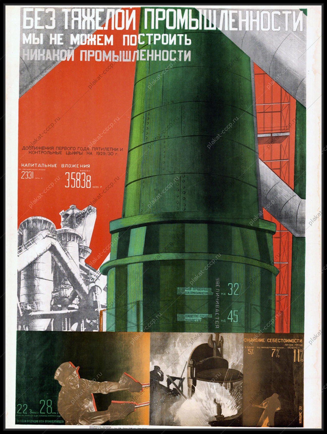 Оригинальный плакат СССР индустриализация тяжелая промышленность 1968