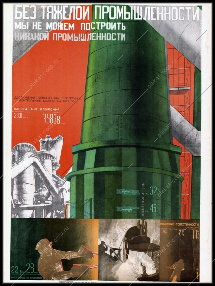 Оригинальный плакат СССР индустриализация тяжелая промышленность 1968