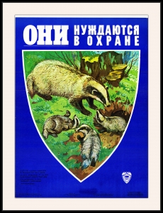 Оригинальный советский плакат барсук они нуждаются в охране