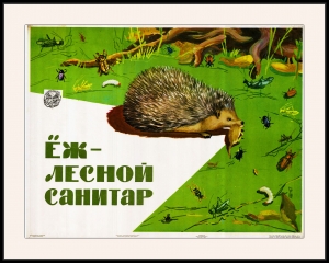 Оригинальный плакат СССР еж зеленый санитар