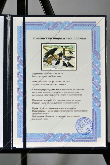 Оригинальный плакат СССР птицы вороньего рода