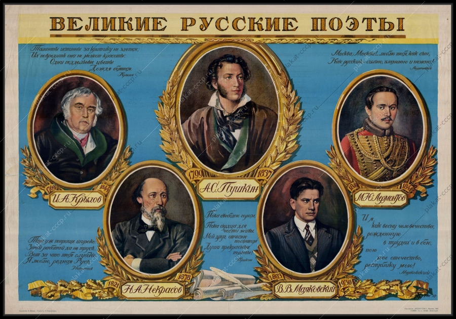 Оригинальный советский плакат Великие русские ученые 1950 год