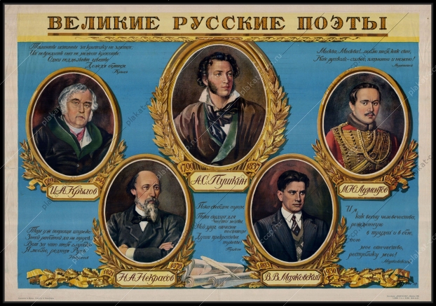 Оригинальный советский плакат Великие русские ученые 1950 год