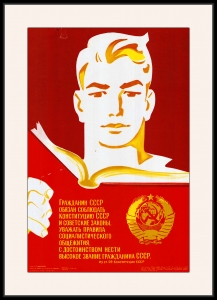 Оригинальный плакат СССР гражданин СССР обязан соблюдать конституцию и советские законы уважать правила социалистического общежития с достоинством нести звания гражданина СССР