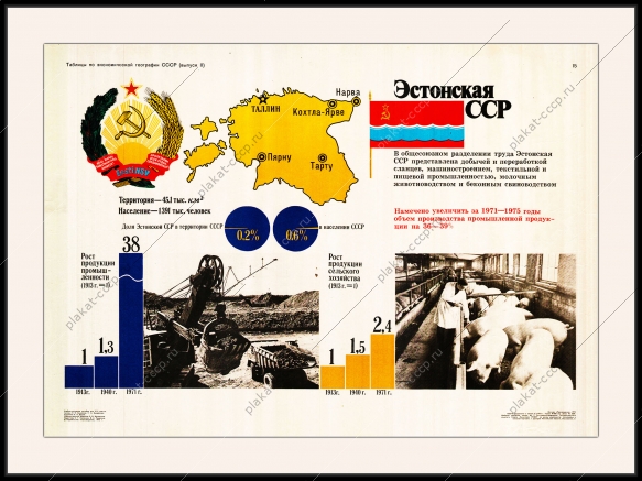 Оригинальный советский плакат Эстонская ССР Эстония