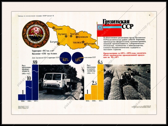Оригинальный советский плакат Грузинская ССР Грузия