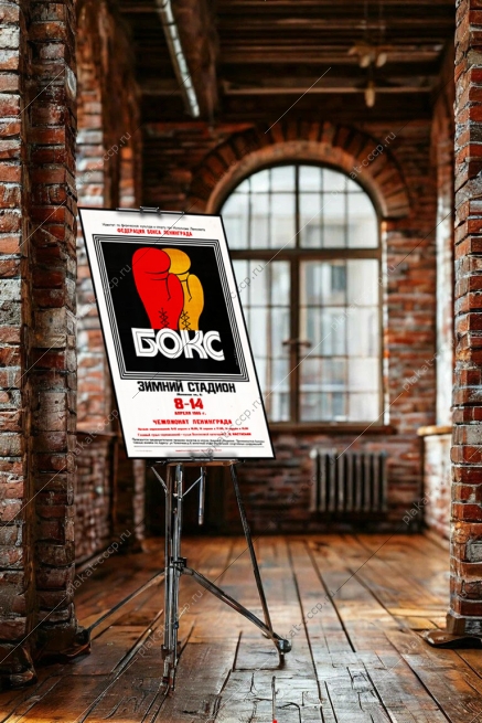 Оригинальный плакат СССР бокс Федерация бокса в Ленинграде Чемпионат Ленинграда по боксу апрель 1985 года