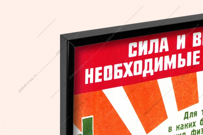 Оригинальный плакат СССР сила и выносливость необходимые качества воина физкультура спорт физическая подготовка