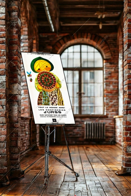 Оригинальный советский плакат реклама советских конфет на экспорт Продинторг