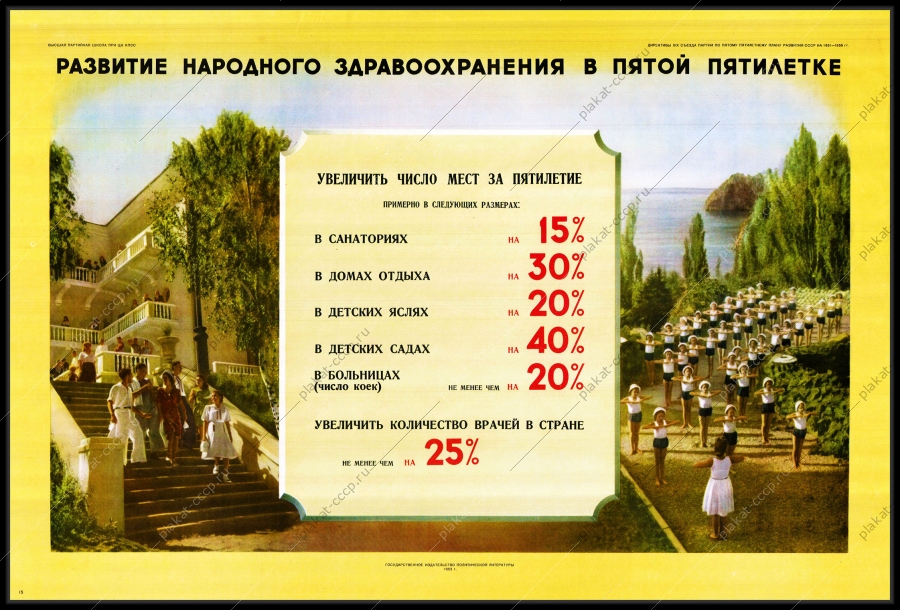 Оригинальный советский плакат развитие народного здравоохранения