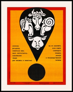 Оригинальный советский плакат инфекция вирус Сибирская язва Ящур