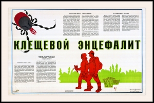 Оригинальный плакат СССР клещевой энцефалит