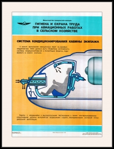 Оригинальный плакат СССР гигиена и охрана труда при авиационных работах в сельском хозяйстве