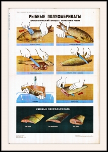 Оригинальный советский плакат СССР рыбные полуфабрикаты