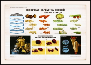 Оригинальный плакат СССР первичная обработка овощей