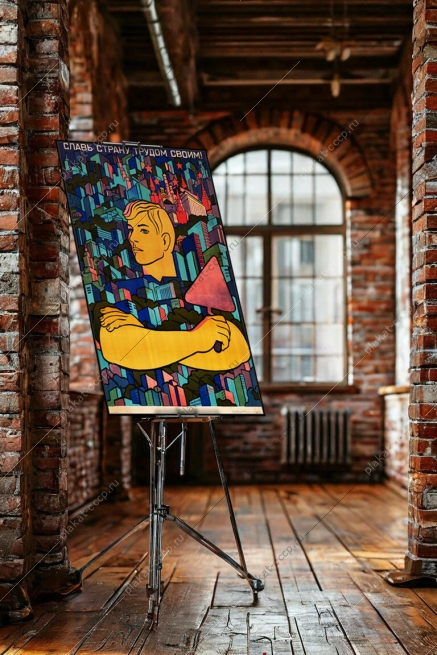 Оригинальный советский плакат славь страну трудом своим