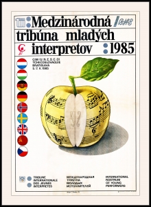 Оригинальный плакат Международная трибуна молодых исполнителе Братислава Словакия 1985 композитор музыка музыкальный совет ЮНЕСКО искусство