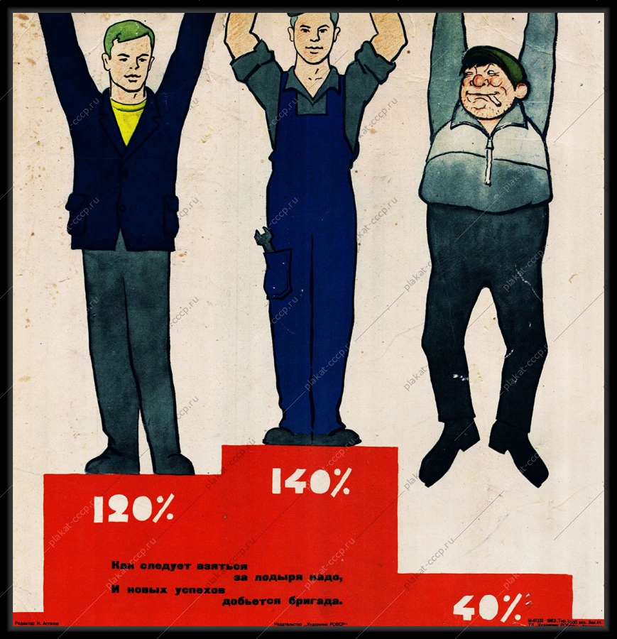 Оригинальный советский плакат выполнение плана бригадой