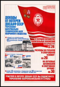 Оригинальный советский плакат доходы от лотереи ДОСААФ СССР