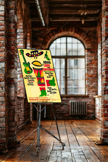 Оригинальный плакат афиша ревю Любовь и ритм Ансамбль маримбы и гавайские гитары Потсдам Германия 1967