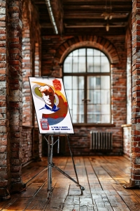 Оригинальный плакат СССР в труде и спорте со мной поспорьте мастер спорта