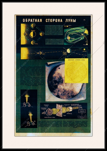 Оригинальный плакат СССР обратная сторона луны космос