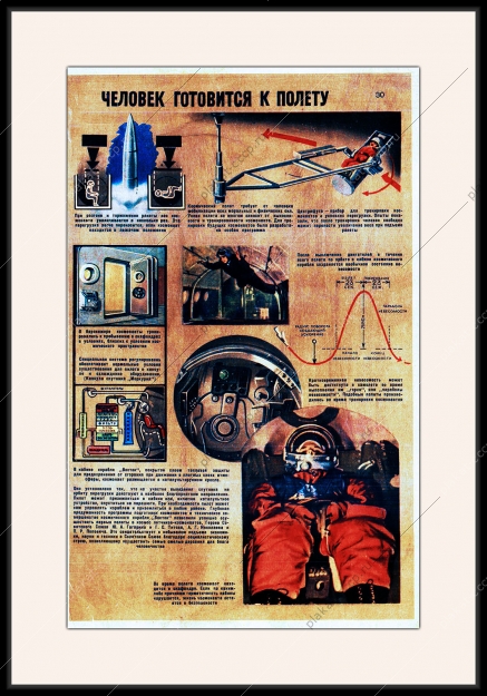 Оригинальный плакат СССР человек готовится к полету