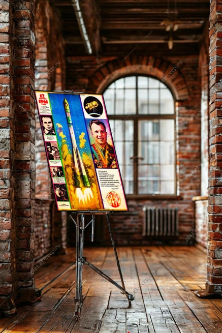 Оригинальный плакат СССР космос полет Юрия Гагарина