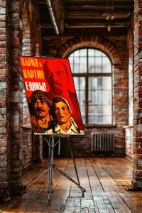 Оригинальный плакат СССР народ и партия едины