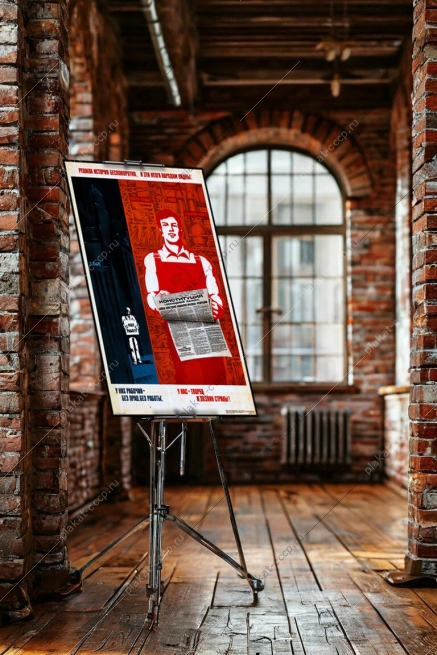 Оригинальный плакат СССР у них рабочий без прав и работы у нас творец и хозяин страны