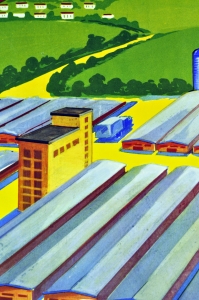 Оригинальный плакат СССР межхозяйственная кооперация колхозы сельское хозяйство художник В Удод 1977