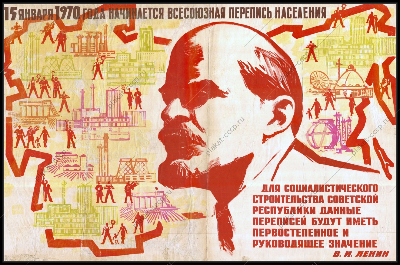Оригинальный плакат СССР перепись населения
