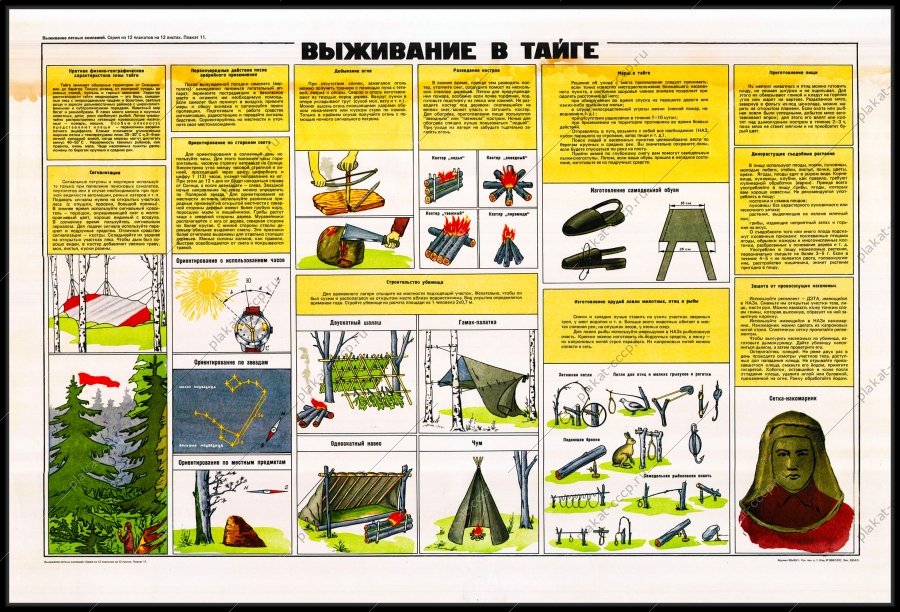 Оригинальный советский плакат выживание в Тайге летчики авиация