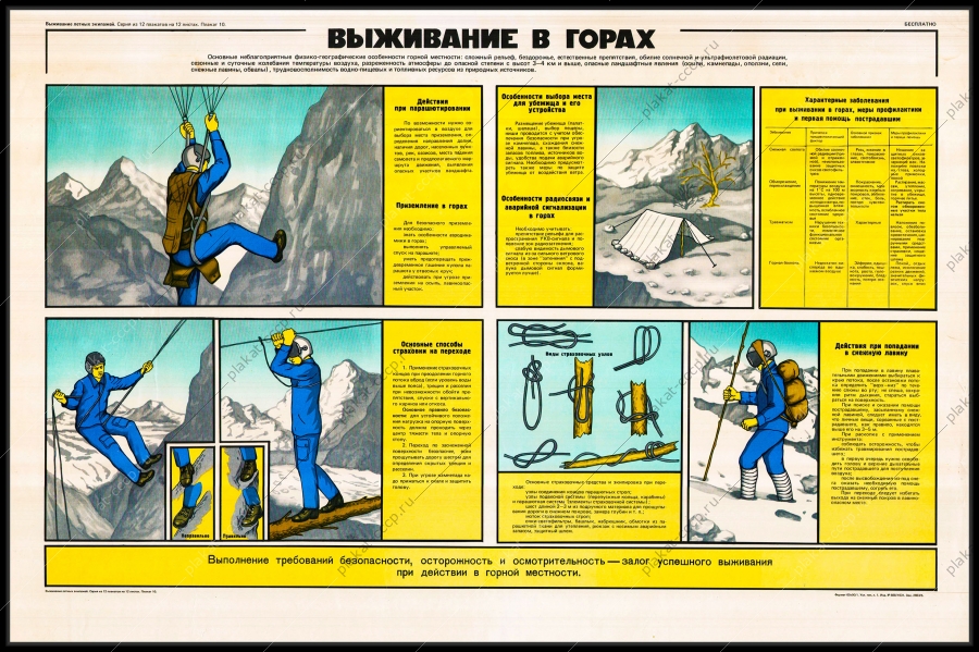 Оригинальный советский плакат выживание в горах летчика авиация