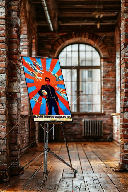 Оригинальный плакат СССР авиация летчик нам крылья Родина дала на подвиг и на труд самолет