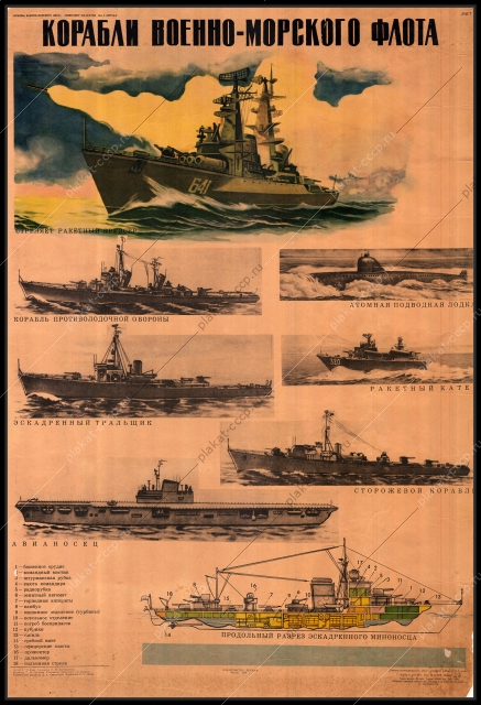 Оригинальный советский плакат корабли военно-морского флота